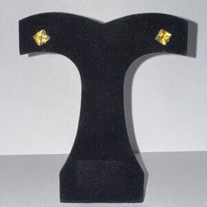 6.72Mm Square Clear Cz And Sterling Post Earrings